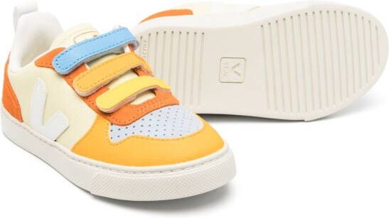VEJA Kids V-10 Chromefree touch-strap sneakers Orange