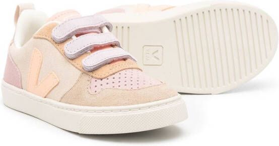 VEJA Kids V-10 panelled touch-strap sneakers Neutrals