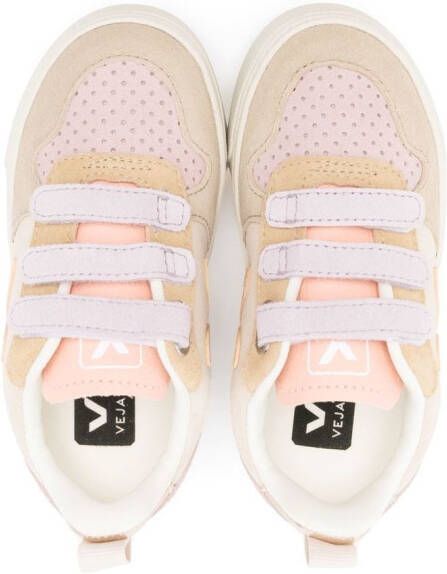 VEJA Kids V-10 panelled touch-strap sneakers Neutrals