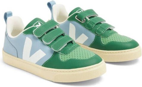 VEJA Kids V-10 touch-strap panelled sneakers Green