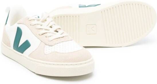 VEJA Kids V10 leather low-top sneakers White