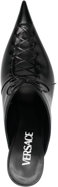 Versace 110mm lace-up leather mules Black