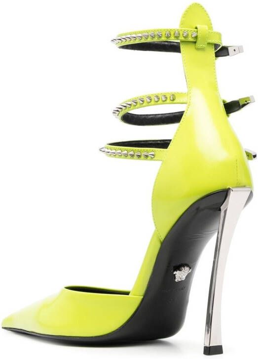 Versace 110mm studded leather pumps Yellow