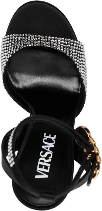 Versace Safety-Pin 125mm rhinestone-embellished sandals Black