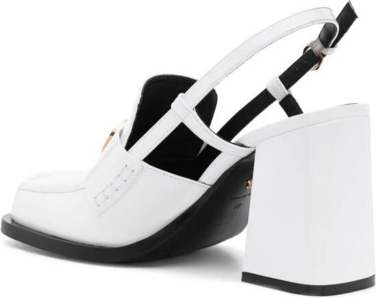 Versace 85mm slingback loafer pumps White