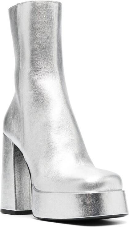 Versace Aevitas 170mm metallic-effect boots Silver