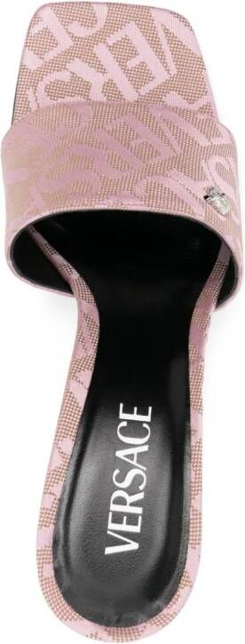 Versace Allover 80mm logo-jacquard mules Pink
