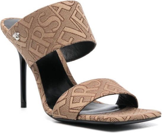 Versace Allover 95mm jacquard mules Brown