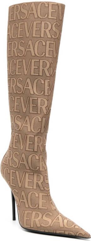 Versace Allover knee-high boots Neutrals