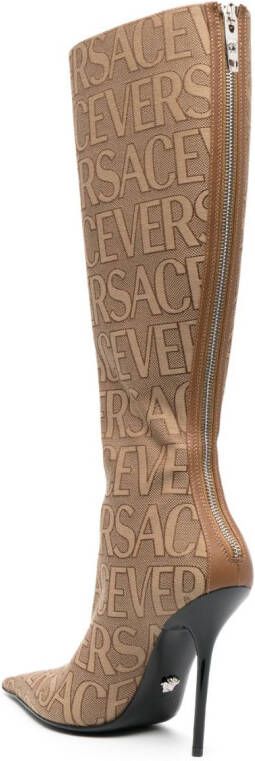 Versace Allover knee-high boots Neutrals