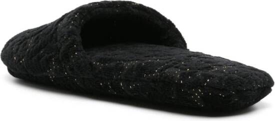 Versace Barocco cotton blend slippers Black