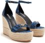 Versace Barocco denim wedge sandals Blue - Thumbnail 2