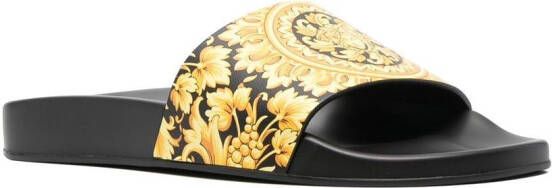 Versace Baroque-print rubber slides Black