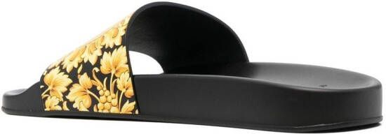 Versace Baroque-print rubber slides Black