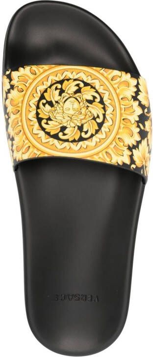 Versace Baroque-print rubber slides Black