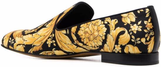 Versace Barocco satin slippers Yellow