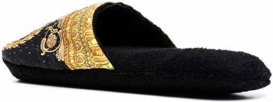 Versace Baroque-print slippers Black