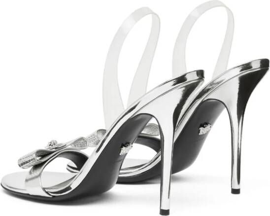 Versace Gianni Ribbon 110mm metallic sandals Silver