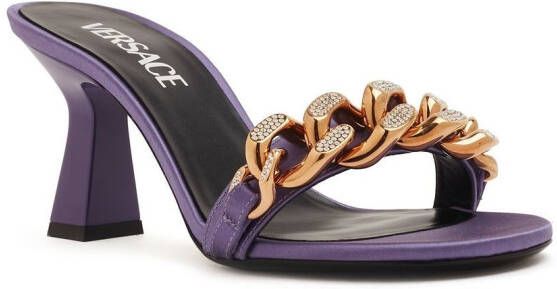 Versace 70mm chain-detail mule sandals Purple