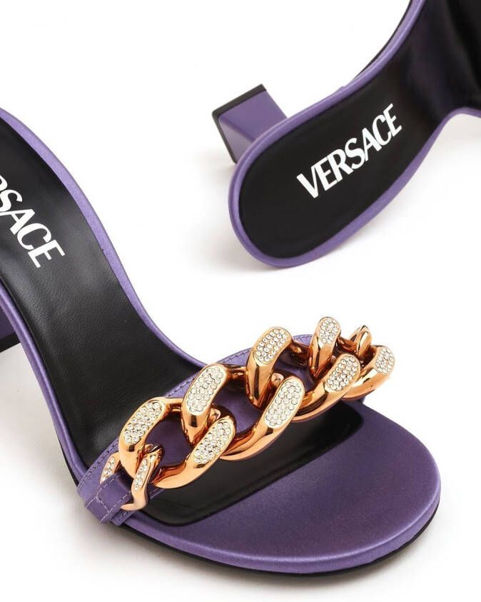 Versace 70mm chain-detail mule sandals Purple