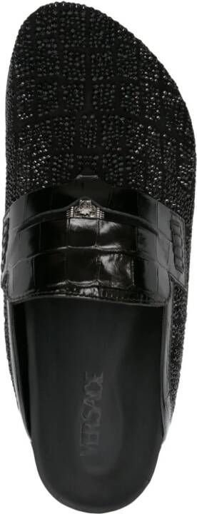 Versace crocodile-effect crystal mules Black
