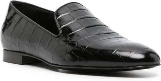 Versace crocodile-effect leather loafers Black
