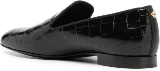 Versace crocodile-effect leather loafers Black