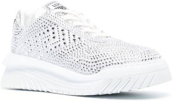 Versace crystal-embellished lace-up sneakers White