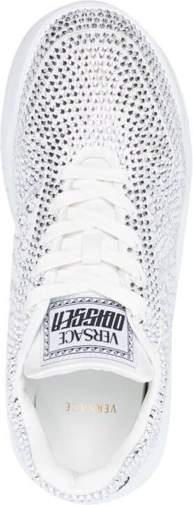 Versace crystal-embellished lace-up sneakers White