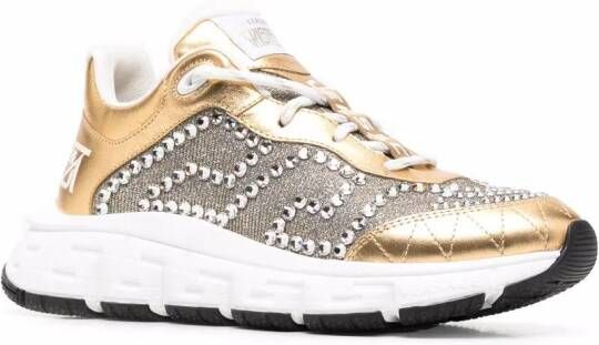 Versace crystal-embellished low-top sneakers Gold