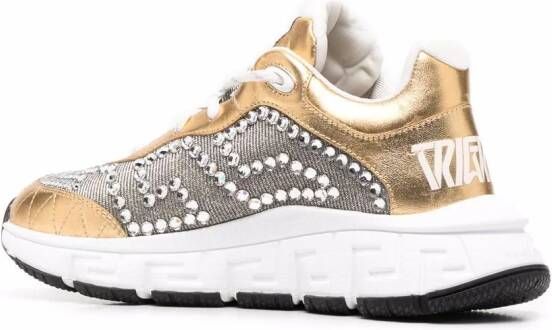 Versace crystal-embellished low-top sneakers Gold