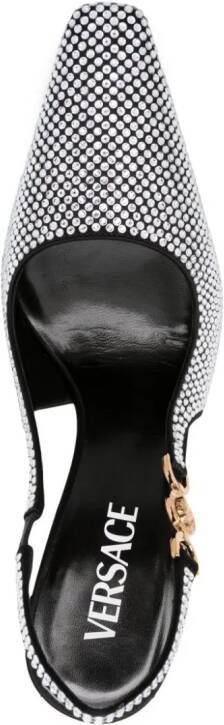 Versace crystal-embellished Medusa 95' slingback pumps Black