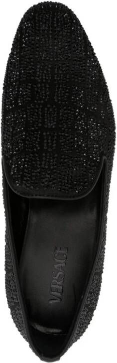 Versace crystal-embellished satin loafers Black