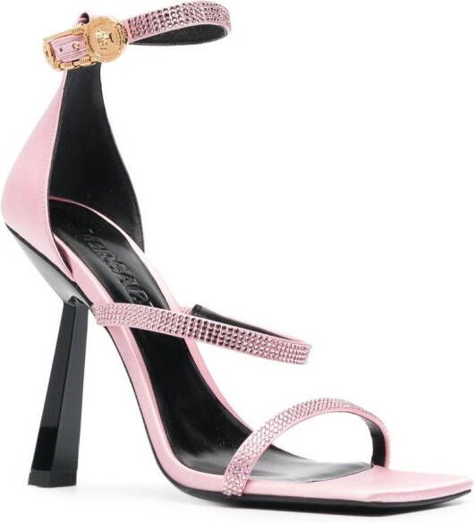 Versace Crystal Safety Pin 125mm sandals Pink