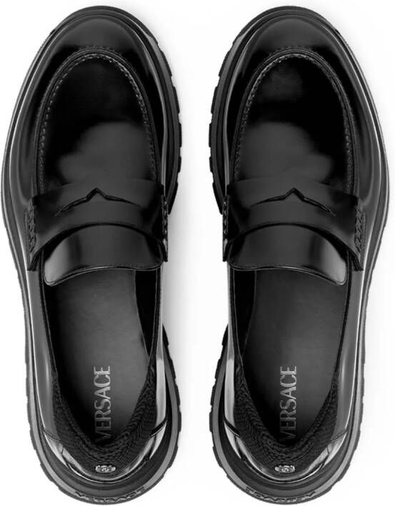 Versace Elios Medusa-plaque leather loafers Black