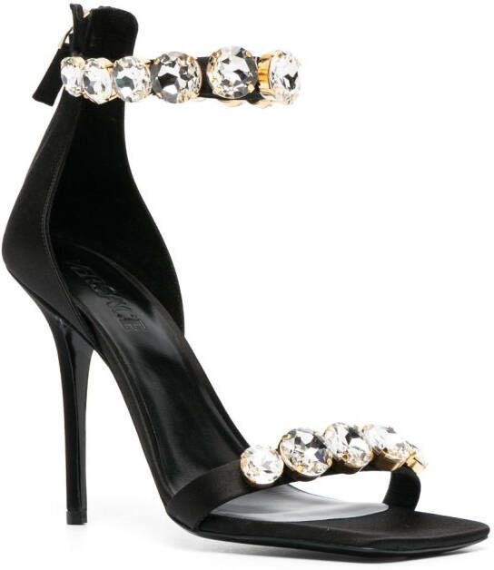 Versace 110mm crystal-embellished satin sandals Black