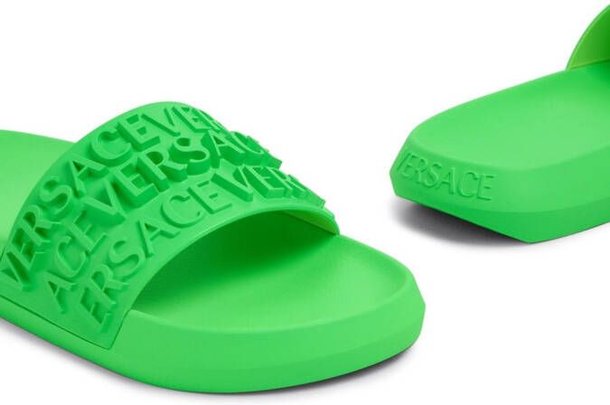 Versace embossed-logo slides Green
