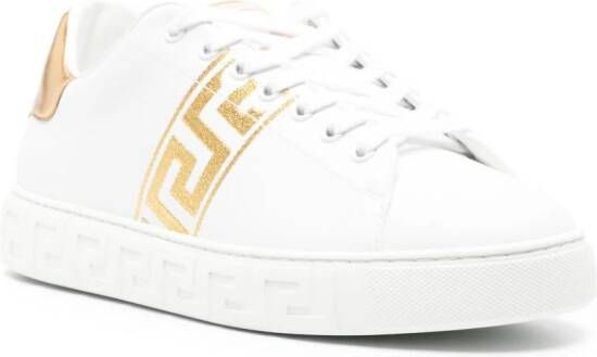 Versace Embroidered Greca leather sneakers White