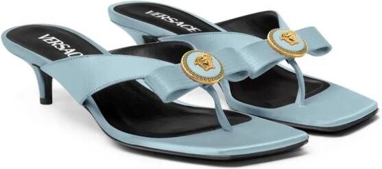 Versace Gianni Bow 45mm leather mules Blue