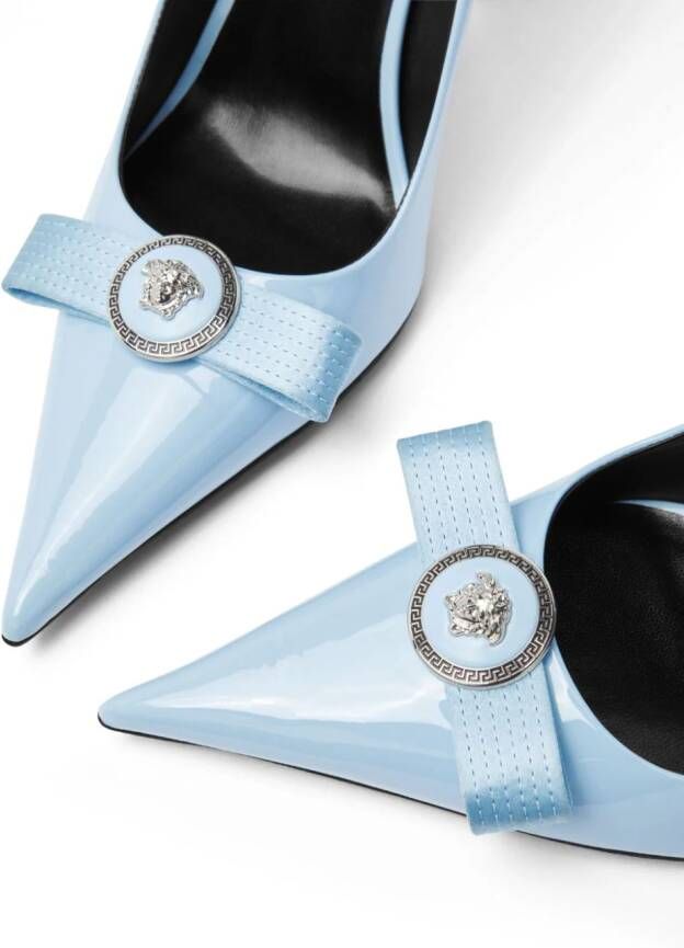 Versace Gianni Ribbon 120mm leather pumps Blue