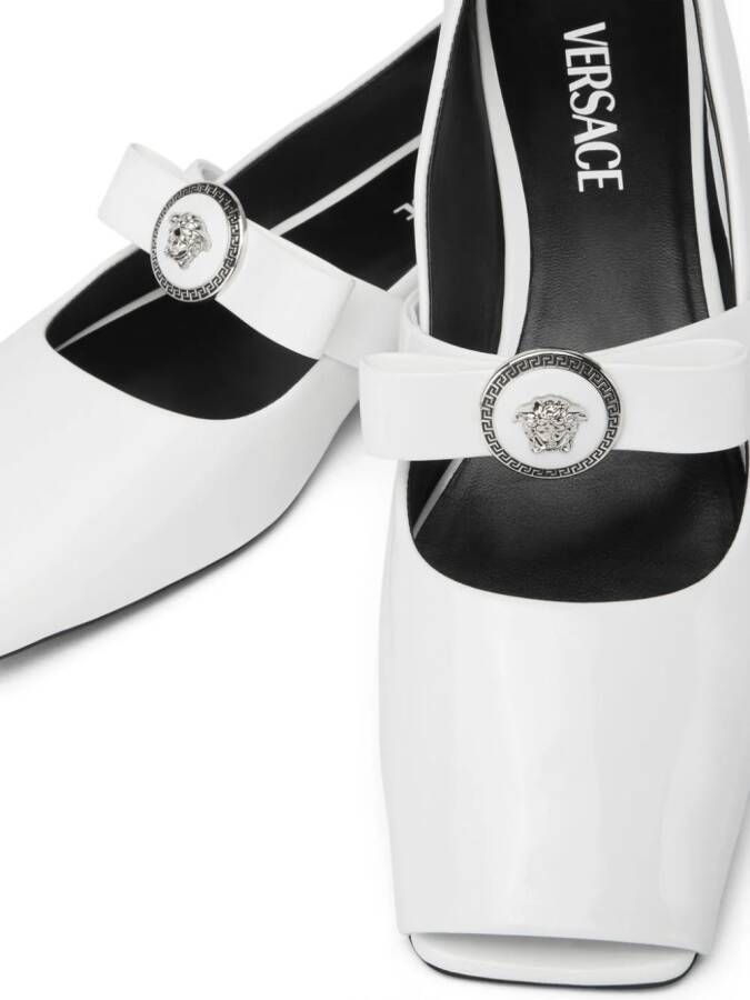Versace Gianni Ribbon ballerina shoes White