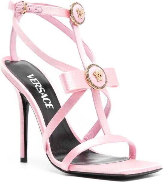 Versace Gianni Ribbon satin cage sandals Pink