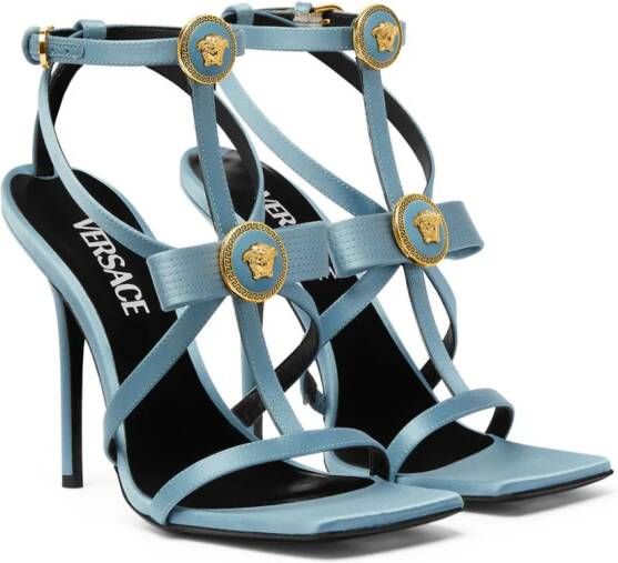 Versace Gianni ribbon satin caged sandals Blue