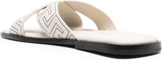 Versace Greca-embossed crossover-strap sandals Neutrals