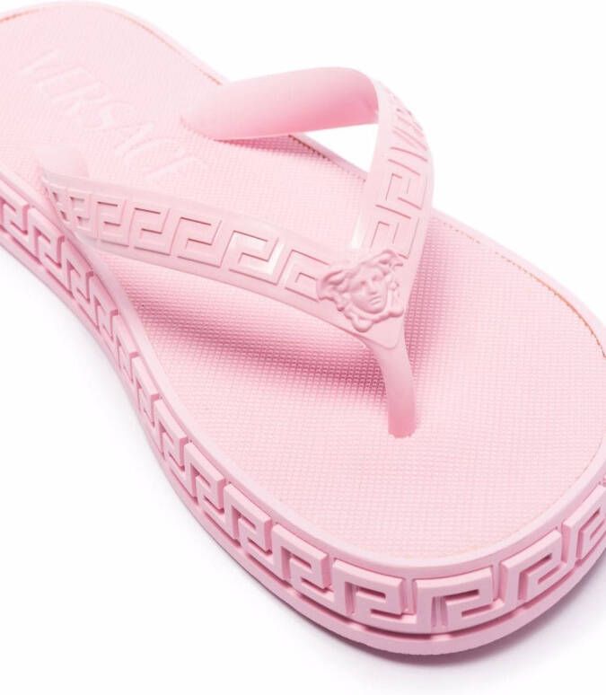Versace Greca-embossed flip flops Pink