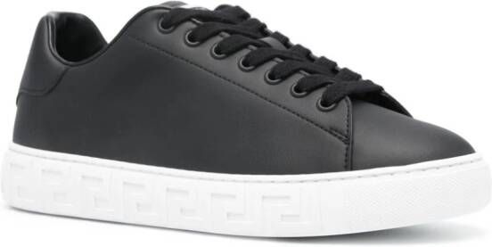 Versace Greca-embossed leather sneakers Black