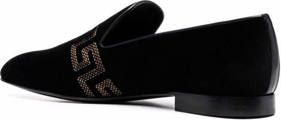 Versace Greca-embroidered loafers Black