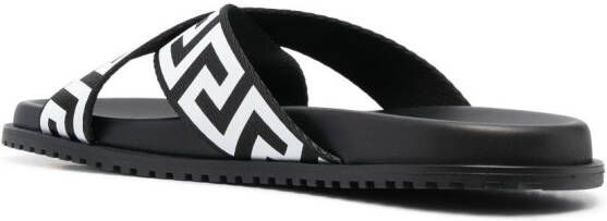 Versace Greca leather sandals Black