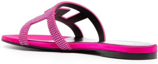 Versace Greca Maze crystal flat sandals Pink