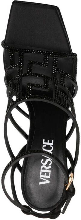 Versace Greca Maze crystal sandals Black